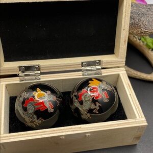 Asian stress balls with dragon design and chimes